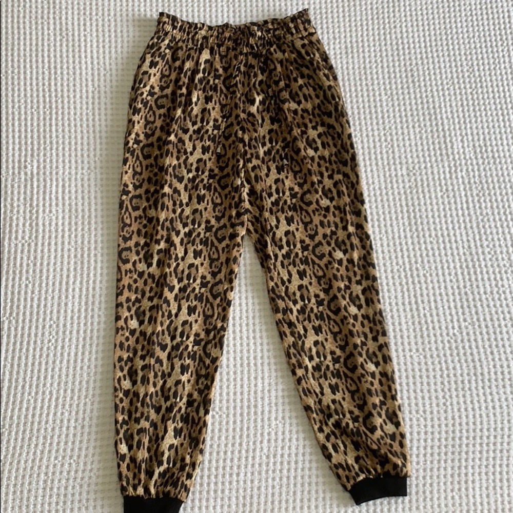 Zara Basics Leopard Print Jogger Style Trousers - image 2